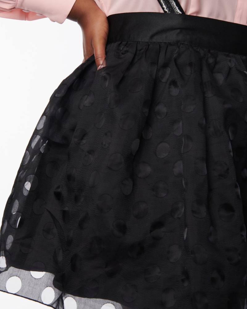 Unique Vintage Plus Size Black Polka Dot Tulle Suspender Mini Skirt
